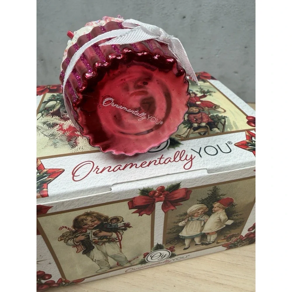 Romantic Cupcake Glass Ornament, Christmas Decor Ornamentally You